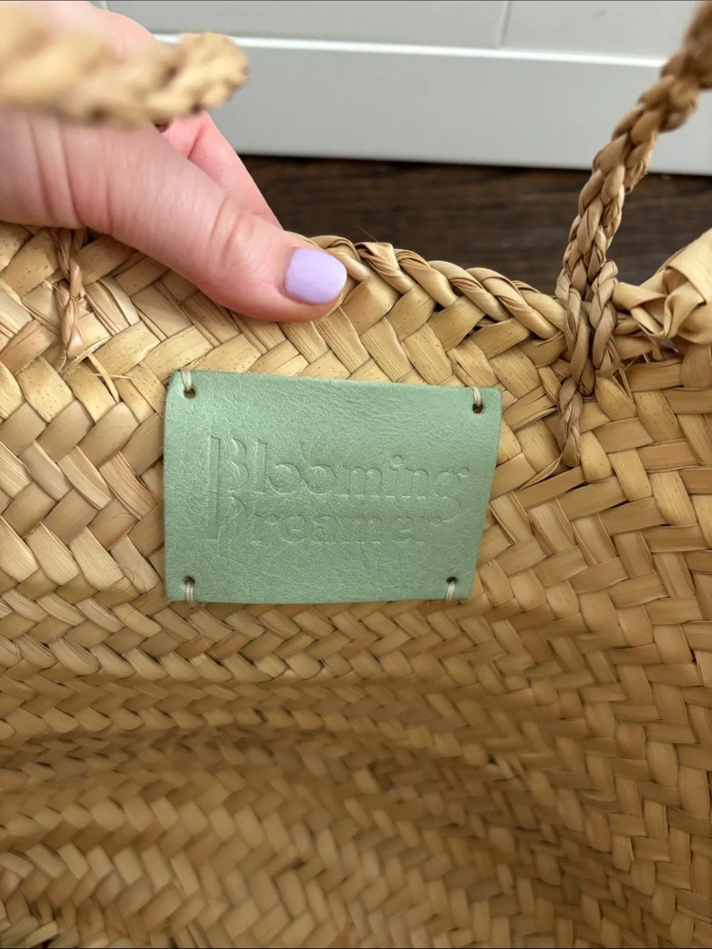 Handwoven Natural Straw Tote with Shell Accent - Natural